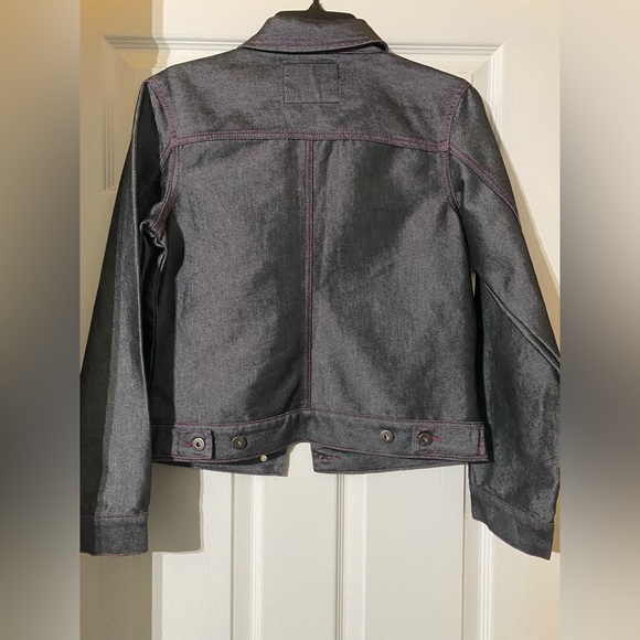 Vintage Guess Grey Denim Pink Stitching Jean Jacket Medium - Picture 3 of 6